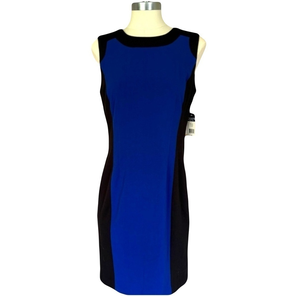 CHAPS NWT women’s black and blue sleeveless midi dress